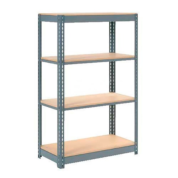 Heavy Duty Shelving 36W x 18D x 72H With 4 Shelves, Wood Deck, Gray